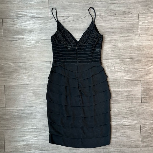 Vintage 90s Chetta B Silk Mesh Bodice Ruffle Skirt Mini Dress Size 4 - Picture 5 of 6